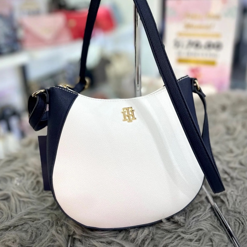 Tommy Hilfiger Blue and White Crossbody Bag